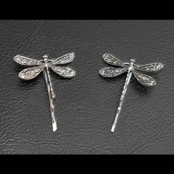 Set of Two Silver Dragonfly Hairpins - New With Tags - Picture 7 of 8